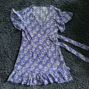 Blue Floral Wrap-Dress